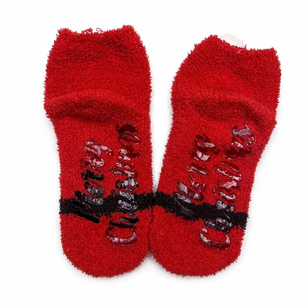 Santa Claus Christmas Fuzzy Slipper Socks| Non-Slip Merry Christmas Grippers
